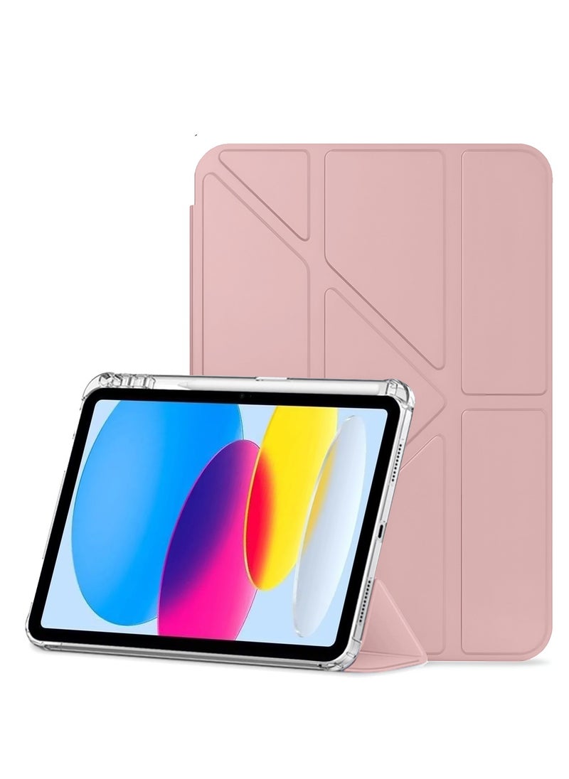 Wtech Apple iPad 2025 (11th Generation) A16 10.9 inch Symmetry 360 Smart Folio Series Auto Awake/Auto Sleep Leather Texture and Transparent Back with Pen Holder Case Cover - Rose Gold  - Image 2