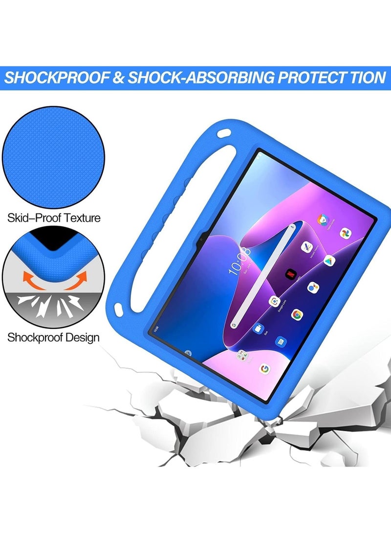 VKL Compatible with Lenovo Tab M10 3rd Gen 10.1 inch (TB-328FU/TB-328XU) 2022 Kids Tablet Case - EVA Lightweight Shockproof Dropproof Handle Kickstand Protective Cover (Blue) - Image 4