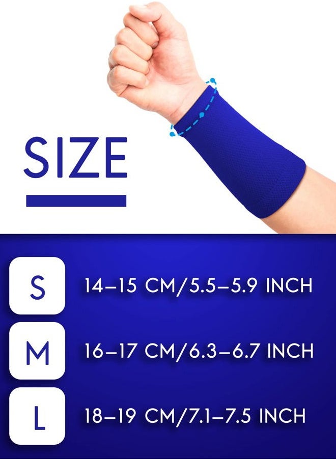 Newcotte 4 Pairs Wrist Sleeve Compression Wrist Sleeve Wrist Support Brace for Men and Women Breathable Thin Wrist Bands for Sports Improve Circulation Relieve Pain (Black, White, Gray, Blue, Medium)  - Image 2