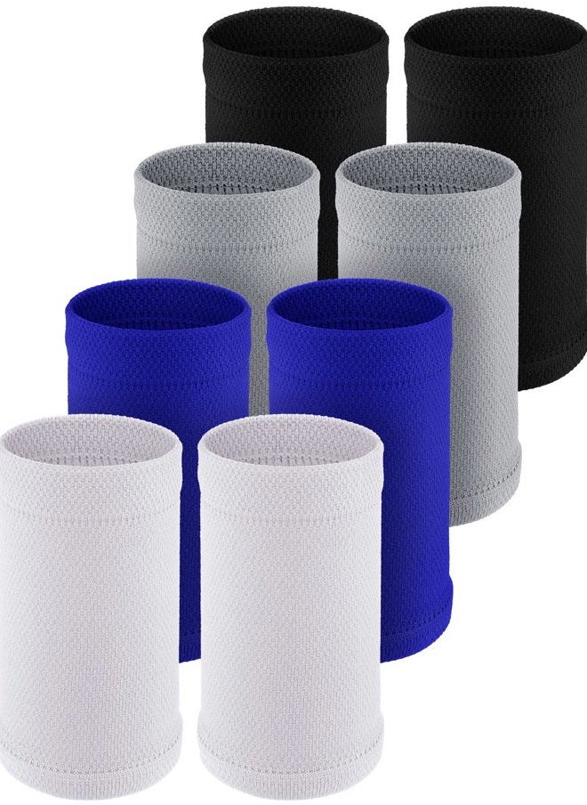 Newcotte 4 Pairs Wrist Sleeve Compression Wrist Sleeve Wrist Support Brace for Men and Women Breathable Thin Wrist Bands for Sports Improve Circulation Relieve Pain (Black, White, Gray, Blue, Medium)  - Image 1