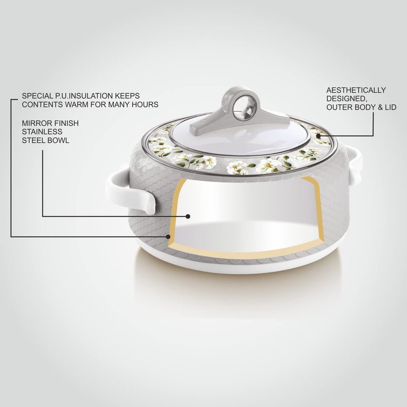 Nayasa Coral Insulated Inner Stainless Steel Casserole Set of 3 (1000ml, 1500ml, 2000ml) - Dark Brown - Image 4