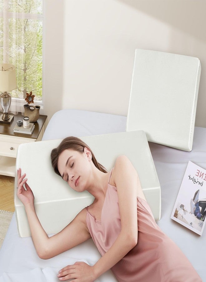 VACVELT Satin Cube Pillow Case for Side Sleepers, White Satin Pillowcase Cube Pillow Cover with Hidden Zipper, Silky and Smooth Satin Pillow Case for Cube Pillow (24"x12"x5.5") - Image 2
