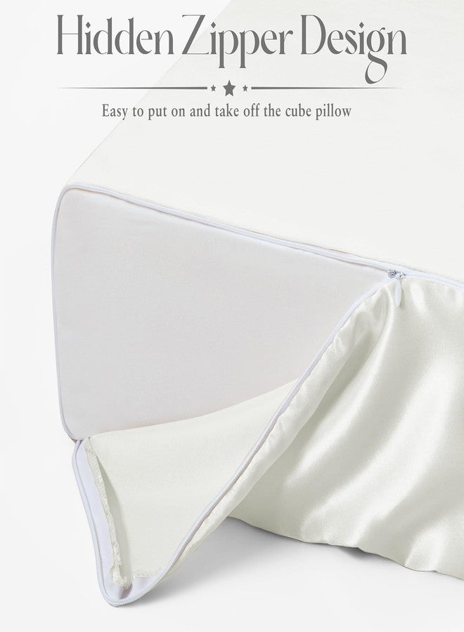 VACVELT Satin Cube Pillow Case for Side Sleepers, White Satin Pillowcase Cube Pillow Cover with Hidden Zipper, Silky and Smooth Satin Pillow Case for Cube Pillow (24"x12"x5.5") - Image 4