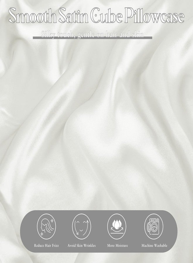 VACVELT Satin Cube Pillow Case for Side Sleepers, White Satin Pillowcase Cube Pillow Cover with Hidden Zipper, Silky and Smooth Satin Pillow Case for Cube Pillow (24"x12"x5.5") - Image 3