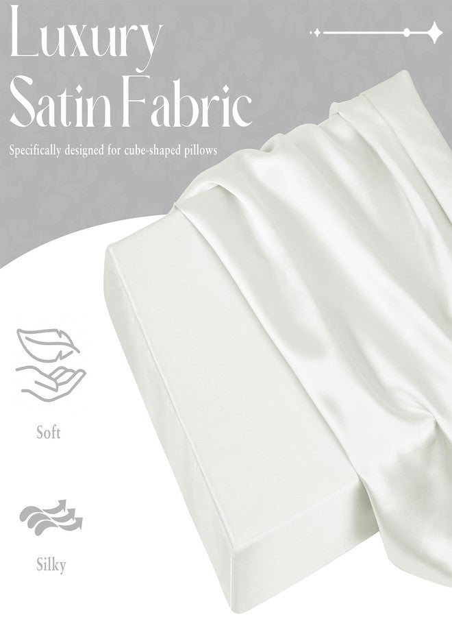 VACVELT Satin Cube Pillow Case for Side Sleepers, White Satin Pillowcase Cube Pillow Cover with Hidden Zipper, Silky and Smooth Satin Pillow Case for Cube Pillow (24"x12"x5.5") - Image 5