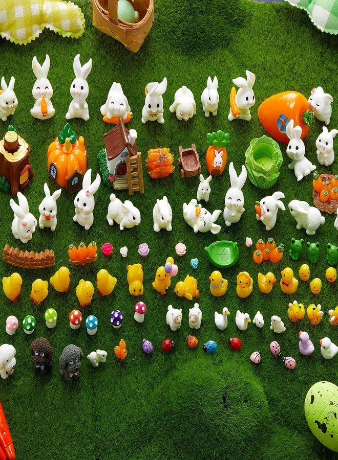 سكايليتي مجموعة سكايليتي من 100 قطعة من مجسمات أرنب عيد الفصح الصغيرة، مجسمات أرنب عيد الفصح والجزر، مجسمات بطة من الراتنج، مجسمات حيوانات صغيرة من الراتنج لتزيين الحديقة أو تزيين الكيك أو بيت الدمى - Image 5