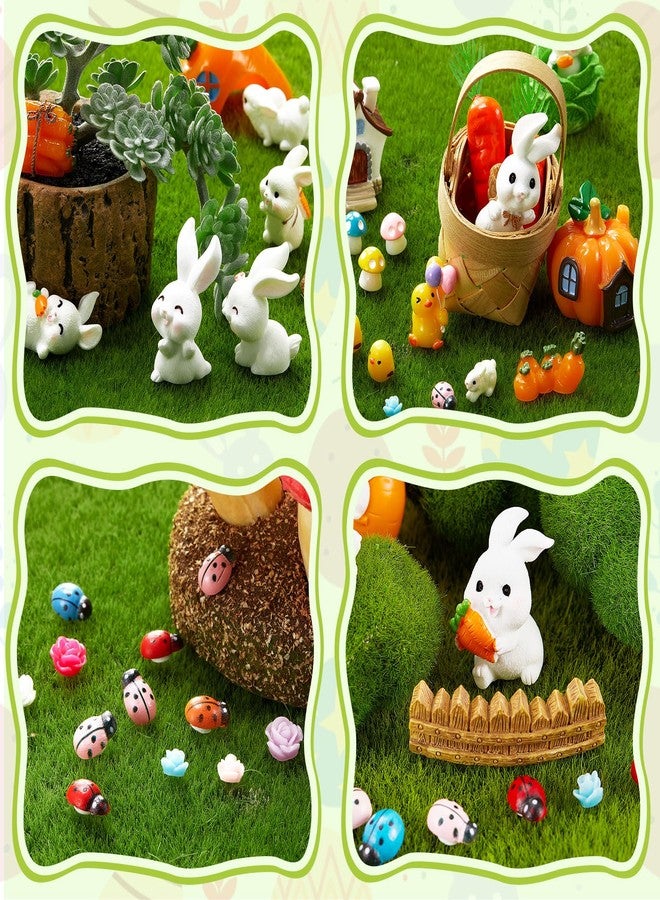 سكايليتي مجموعة سكايليتي من 100 قطعة من مجسمات أرنب عيد الفصح الصغيرة، مجسمات أرنب عيد الفصح والجزر، مجسمات بطة من الراتنج، مجسمات حيوانات صغيرة من الراتنج لتزيين الحديقة أو تزيين الكيك أو بيت الدمى - Image 4