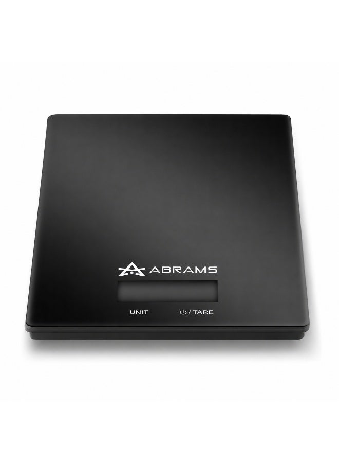 أبرامز ميزان مطبخ رقمي Abrams بدقة 1 جم حتى 5 كجم - شاشة LCD تعمل باللمس مع خاصية Tare ودعم وحدات قياس متعددة - أسود - Image 1