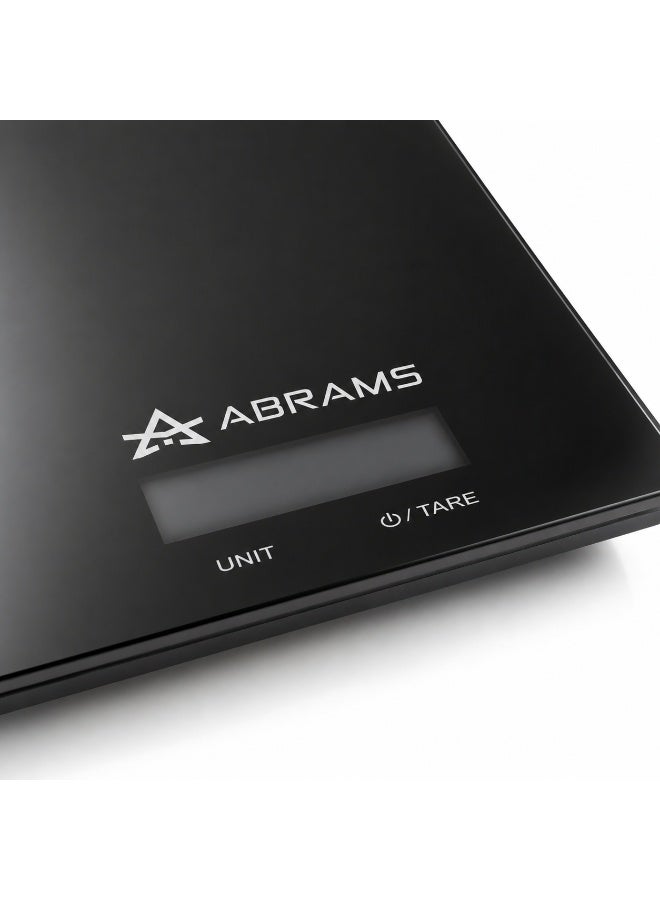 أبرامز ميزان مطبخ رقمي Abrams بدقة 1 جم حتى 5 كجم - شاشة LCD تعمل باللمس مع خاصية Tare ودعم وحدات قياس متعددة - أسود - Image 4