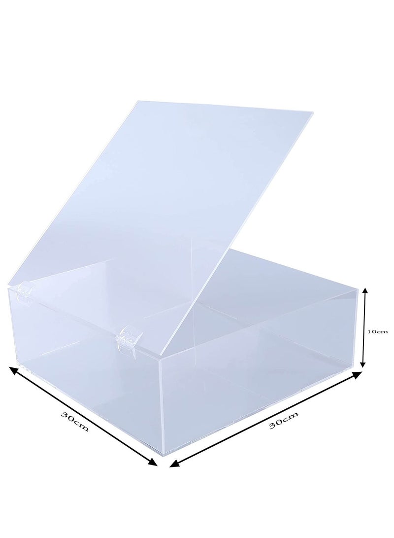 لمسة إبداع صندوق عرض فلورسنت من الأكريليك مع مفصلات لعرض الهدايا للمقتنيات والمجوهرات وتخزين حماية ضد الغبار مقاس 10 × 10 × 5 سم شفاف - Image 3