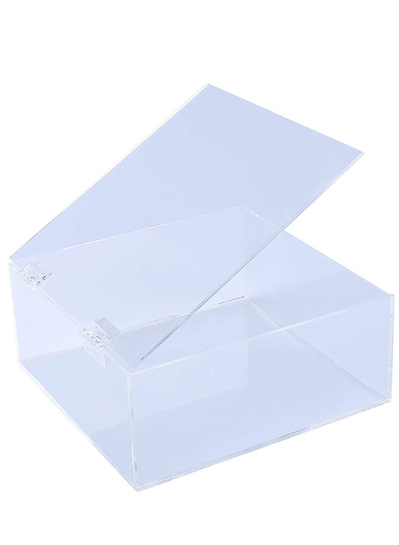 لمسة إبداع صندوق عرض فلورسنت من الأكريليك مع مفصلات لعرض الهدايا للمقتنيات والمجوهرات وتخزين حماية ضد الغبار مقاس 10 × 10 × 5 سم شفاف - Image 2