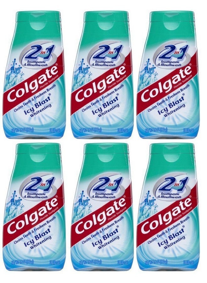 Colgate معجون أسنان وغسول فم 2 في 1 من أولغيت تبييض 4.6 أنابيب انفجار جليدي 27.6 أونصة عبوة من 6 - Image 1