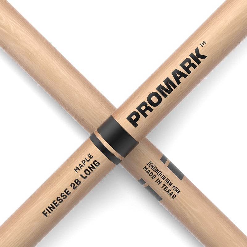 ProMark Finesse 2B Long Maple Drumsticks, Small Round Wood Tip, One Pair - Image 3