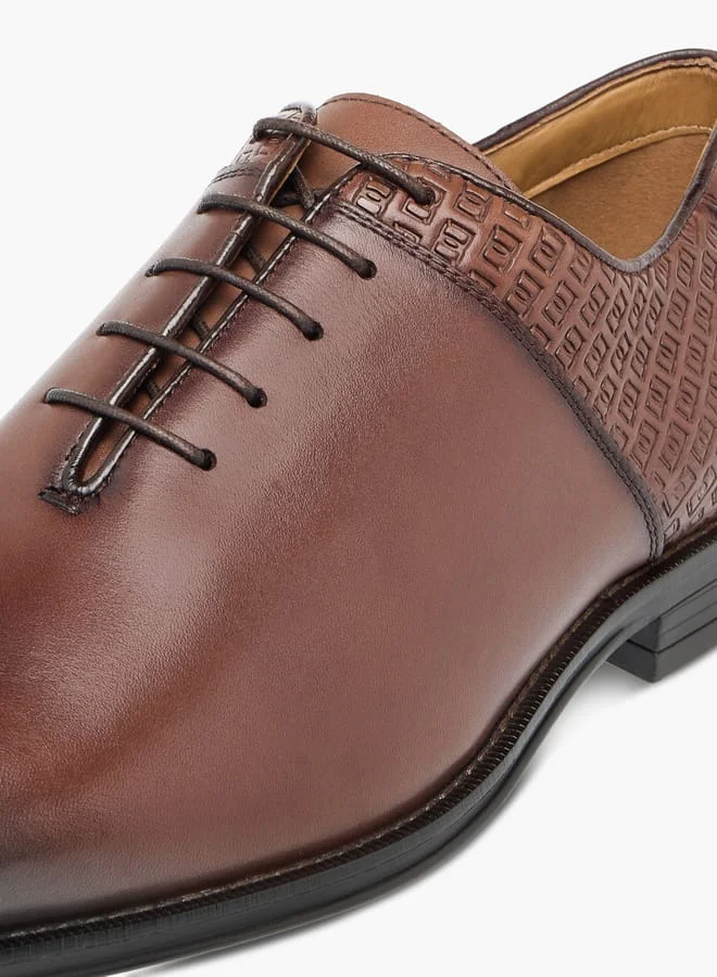 DUCHINI Mens Monogram Textured Lace-Up Oxford Shoes