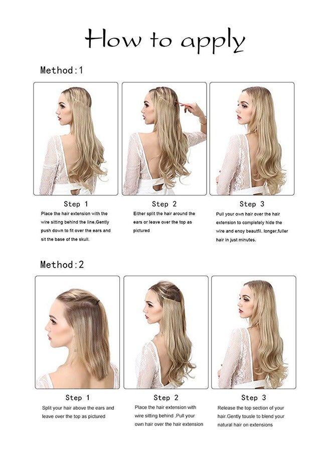 Hair Extensions Invisible Wire Dirty Blonde Highlight Wavy Curly Synthetic Hairpieces for Women Long 18 Inch Adjustable Headband No Clip - Image 5