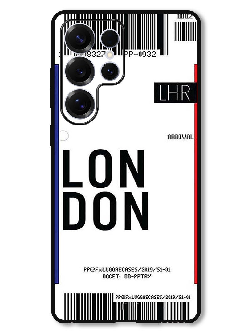 Theodor غطاء واقي مضاد للخدش ومقاوم للصدمات لجهاز سامسونج جالاكسي S25 ألترا تذكرة صعود الطائرة لندن - Image 1