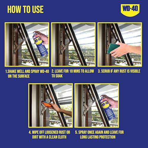 WD-40 Smart Straw Spray 500 ml Multipurpose for Auto Maintenance, Rust Remover, Home Improvement, Loosens Stuck & Rust Parts, Removes Sticky Residue, Descaling, Protectant & Cleaning Agent (Pack of 2) - Image 5
