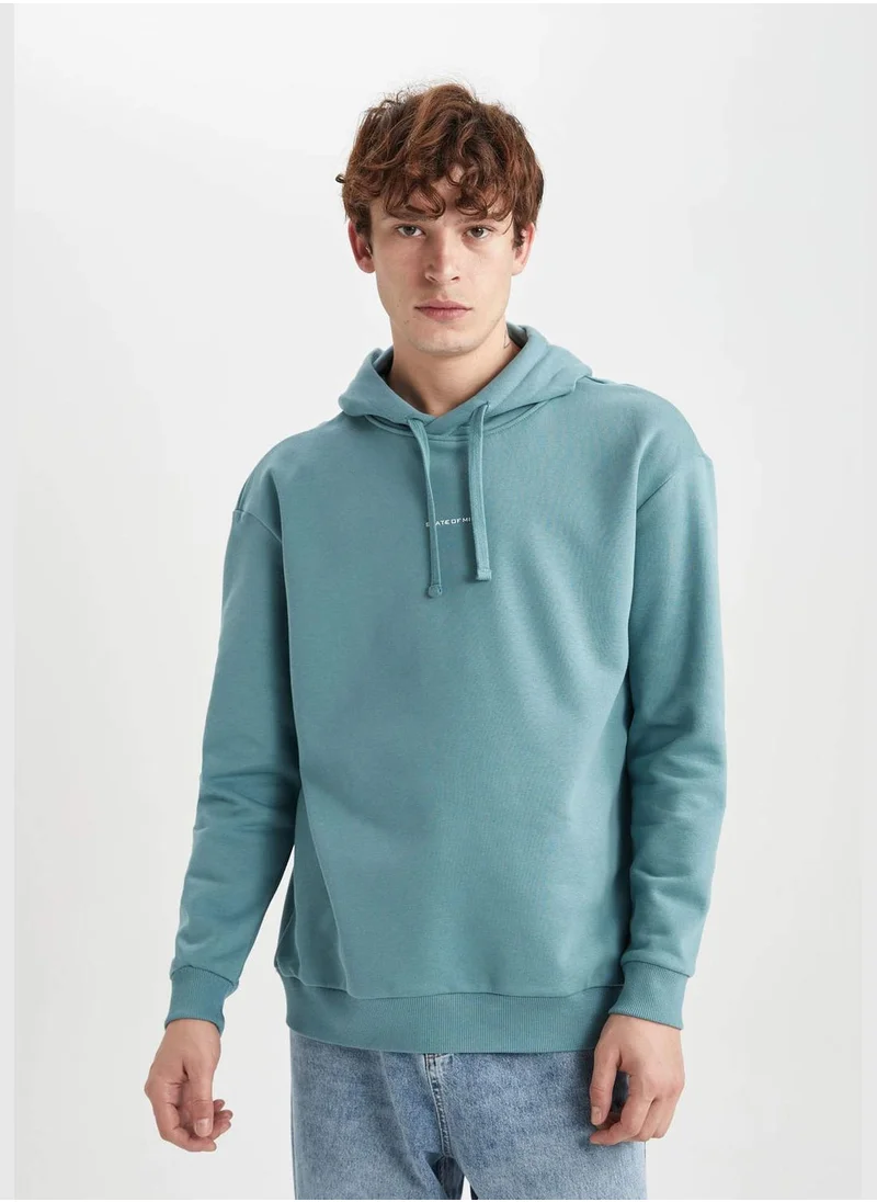 DeFacto Man Boxy Fit Hooded Long Sleeve Knitted Sweatshirt