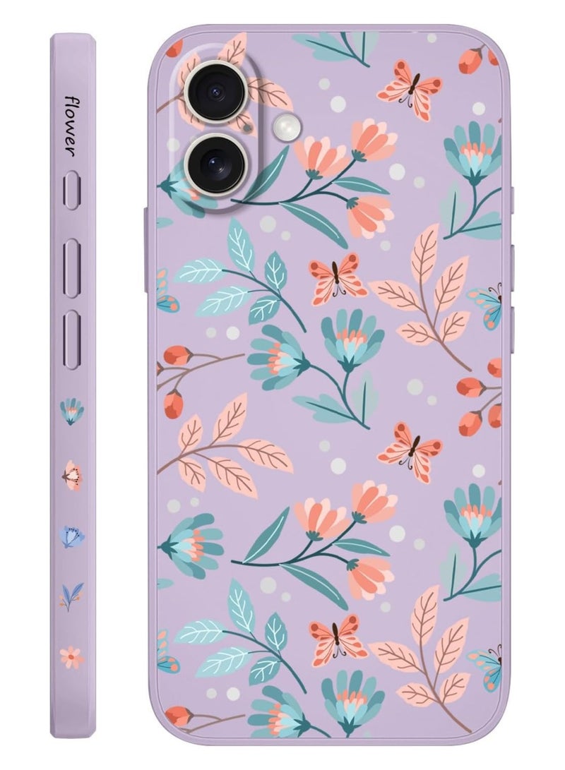 for iPhone 16 Plus Case Anti Scratch Microfiber Lining Phone Cover Silicone Ultra Slim Case for iPhone 16 Plus 6.7 inch-Leaf Purple - Image 1