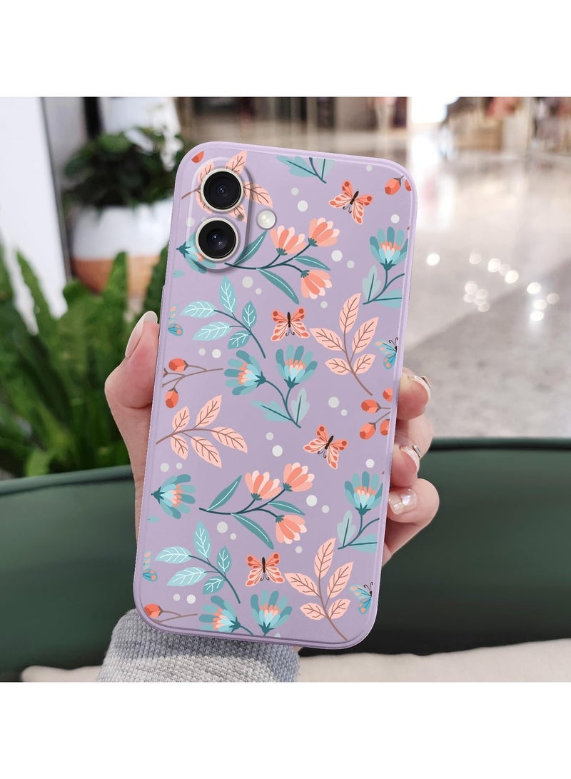 for iPhone 16 Plus Case Anti Scratch Microfiber Lining Phone Cover Silicone Ultra Slim Case for iPhone 16 Plus 6.7 inch-Leaf Purple - Image 3