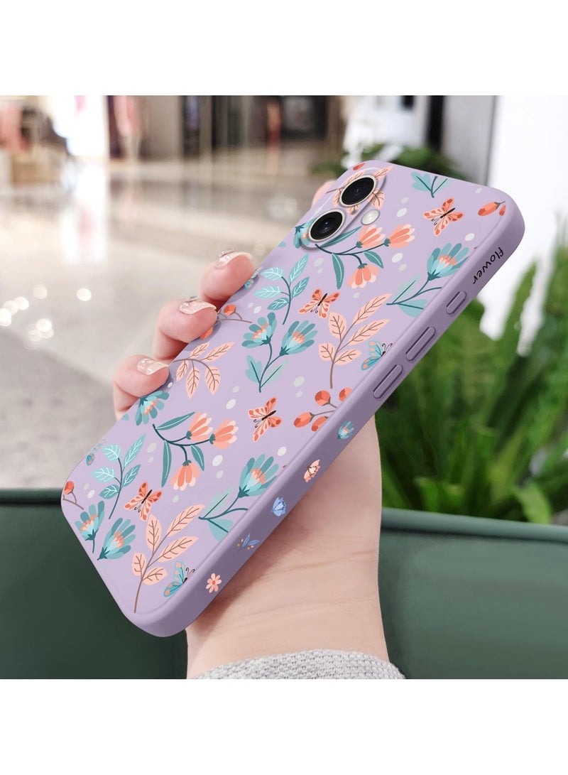 for iPhone 16 Plus Case Anti Scratch Microfiber Lining Phone Cover Silicone Ultra Slim Case for iPhone 16 Plus 6.7 inch-Leaf Purple - Image 4