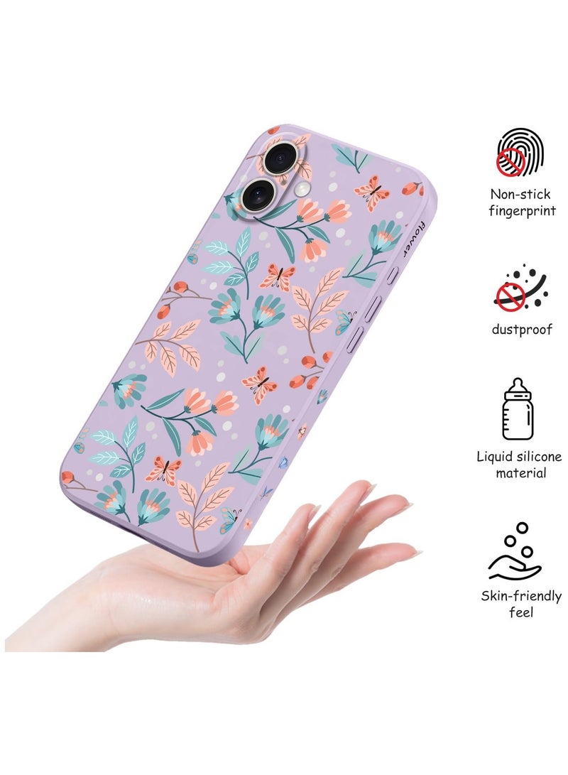 for iPhone 16 Plus Case Anti Scratch Microfiber Lining Phone Cover Silicone Ultra Slim Case for iPhone 16 Plus 6.7 inch-Leaf Purple - Image 5