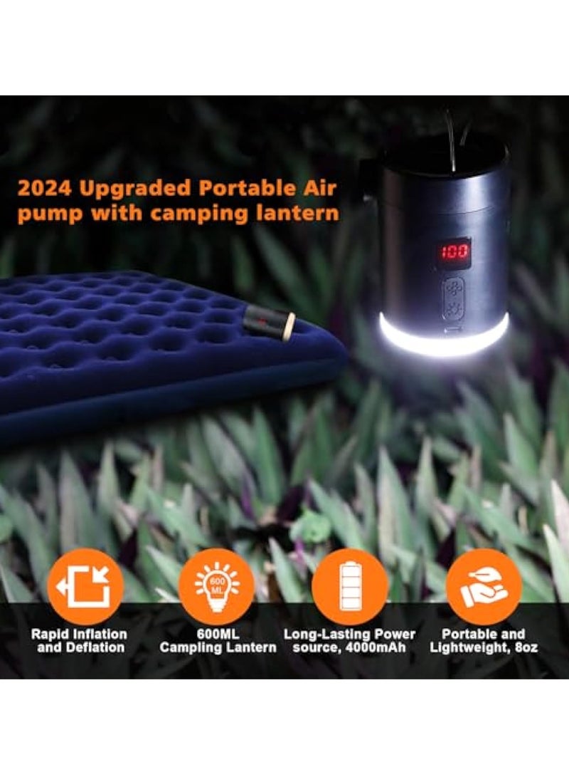 SOLARAE 2024 Portable Air Pump with Camping Lantern, Portable Air Pump for Inflatables, Electric Air Pump, Inflator/Deflator & LED Light, Air Mattresses, air beds, Inflatable Pools, and so - Image 2