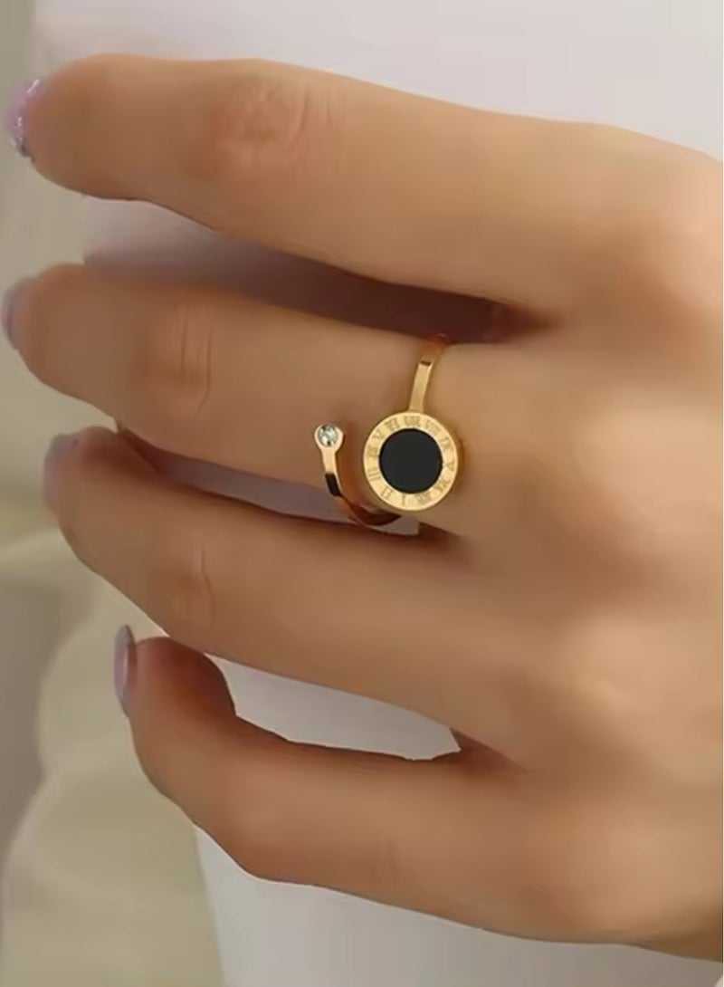 Equal Stylish Stainless Steel Gold Plated Ring For Women One Size - Image 4