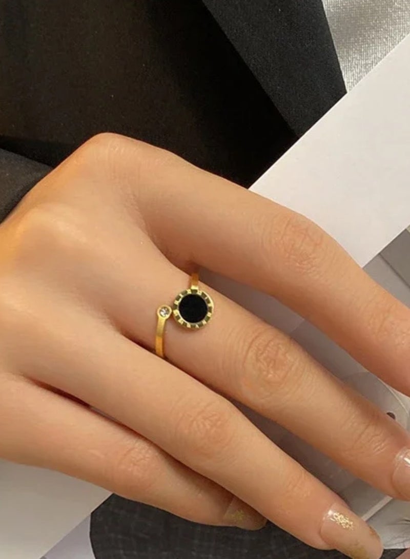 Equal Stylish Stainless Steel Gold Plated Ring For Women One Size - Image 1