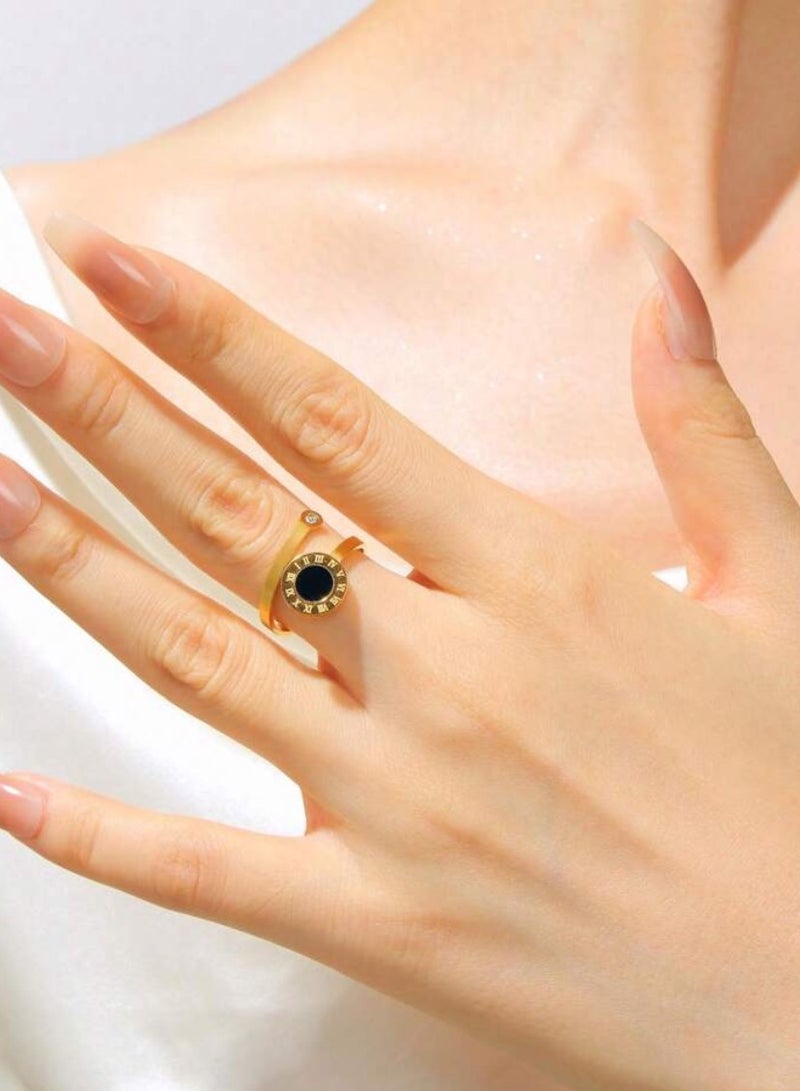 Equal Stylish Stainless Steel Gold Plated Ring For Women One Size - Image 2