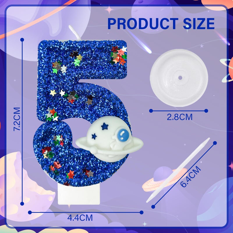 Hxouse Spaceship Number 5 Birthday Candles - Outer Space Universe Birthday Candles For Cake  5 Candle Topper For Anniversary Celebrations  Astronaut Rocket Party Decorations For Boys - Image 4