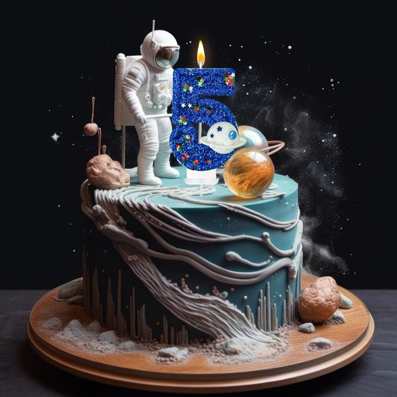 Hxouse Spaceship Number 5 Birthday Candles - Outer Space Universe Birthday Candles For Cake  5 Candle Topper For Anniversary Celebrations  Astronaut Rocket Party Decorations For Boys - Image 2
