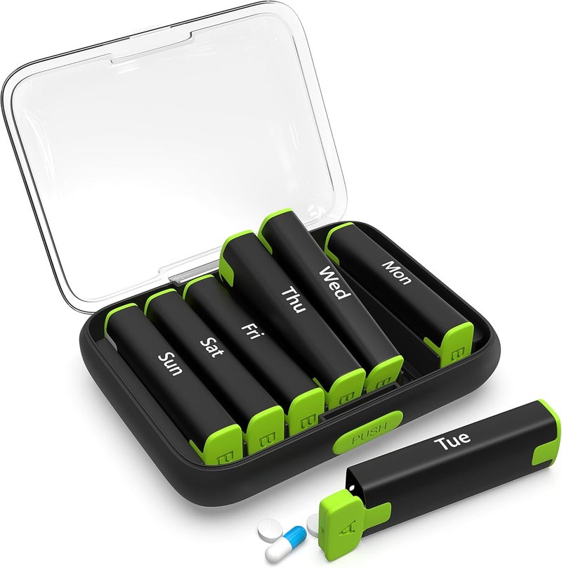 INKULTURE Weekly Medicine Organizer Box 02 Times a Day, Daily Tablets Container Case Travel Pill Box For 07 days | Apple Green | 01 Pcs - Image 1