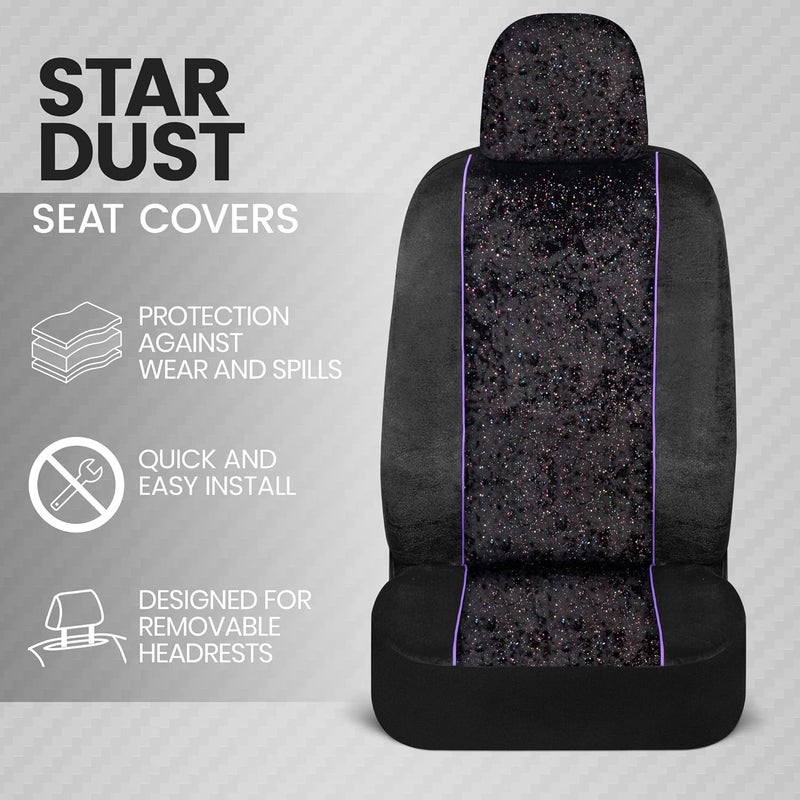 BDK Black Stardust Car Seat Covers for Front Seats - Image 2