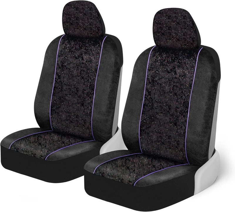 BDK Black Stardust Car Seat Covers for Front Seats - Image 1