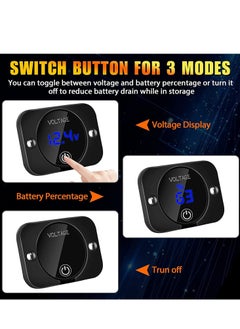 KASTWAVE 12V Voltage Gauge with Touch Switch Digital Display, Volt Gauge, 12V/24V Car Voltmeter LED Digital Display, Waterproof Voltmeter Panel for Boat,Marine,Vehicle,Motorcycle,Truck,Car(Upgraded)  - Image 2