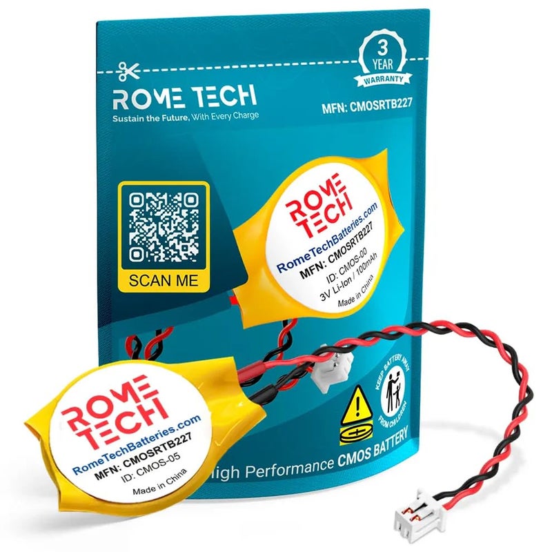 Rome Tech CMOS Battery for Lenovo ThinkPad T430 T450S T460 T430I T430S – Laptop Backup BIOS RTC 3V CR2032 T430 CMOS Battery for PC Motherboard with 2 Pin 2 Wire Cable (1-Pack) - Image 1