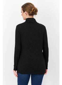 Women High Neck Long Sleeve Heather Blouse, Black - pzsku/ZA63568DE1BFD0E9C6D42Z/45/_/1739628879/a54547c9-3226-4ac9-8cfc-049548809501