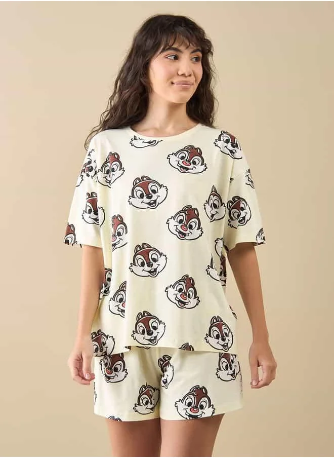 فاف Chip 'N' Dale Print T-shirt and Shorts Set