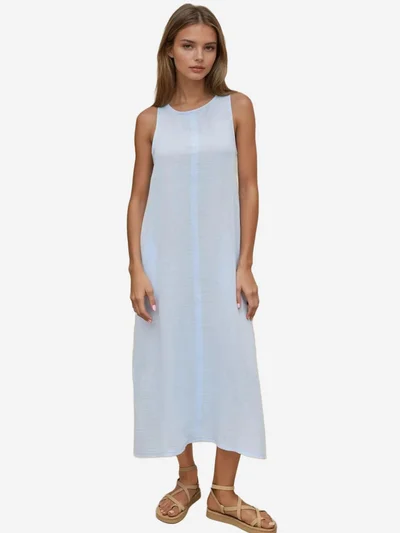HICCUP Textured Cotton Midi Beach Dress with Slit