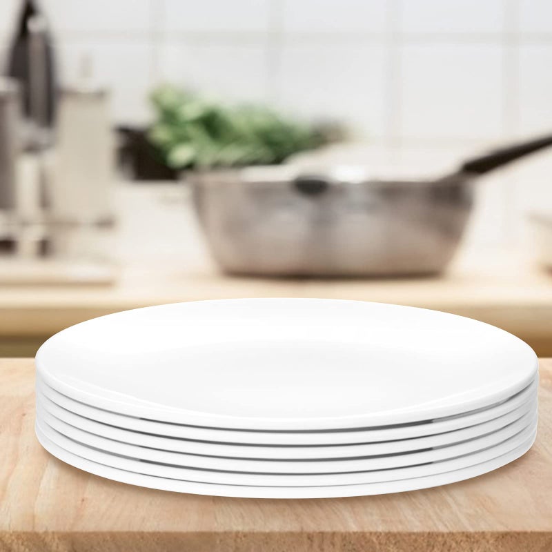 HSDT Melamine Dinner Plates Round Flat Bottom White 9 Inches Set of 6 PYW-9-06 - Image 5