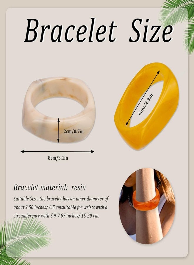 Gushu 6Pcs Acrylic Chunky Bangle Bracelets for Women,Square Acrylic Resin Bangle Wide Geometric Irregular Wristbands Women Plastic Bracelet for Women - Image 2