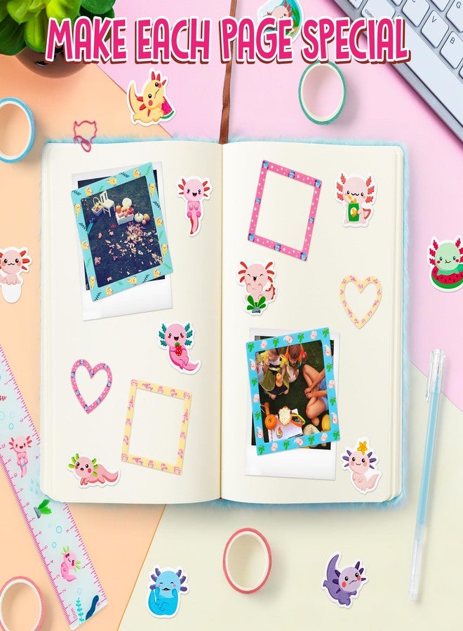 CY2SIDE 44PCS Axolotl DIY Journal Kit Set for Kids Axolotl Plush Scrapbook Diary Journaling Stationery Set for Writing Make Your Own Scrapbook with Crafts Idea Birthday Gifts for Teen Girls DIY Gifts - Image 5