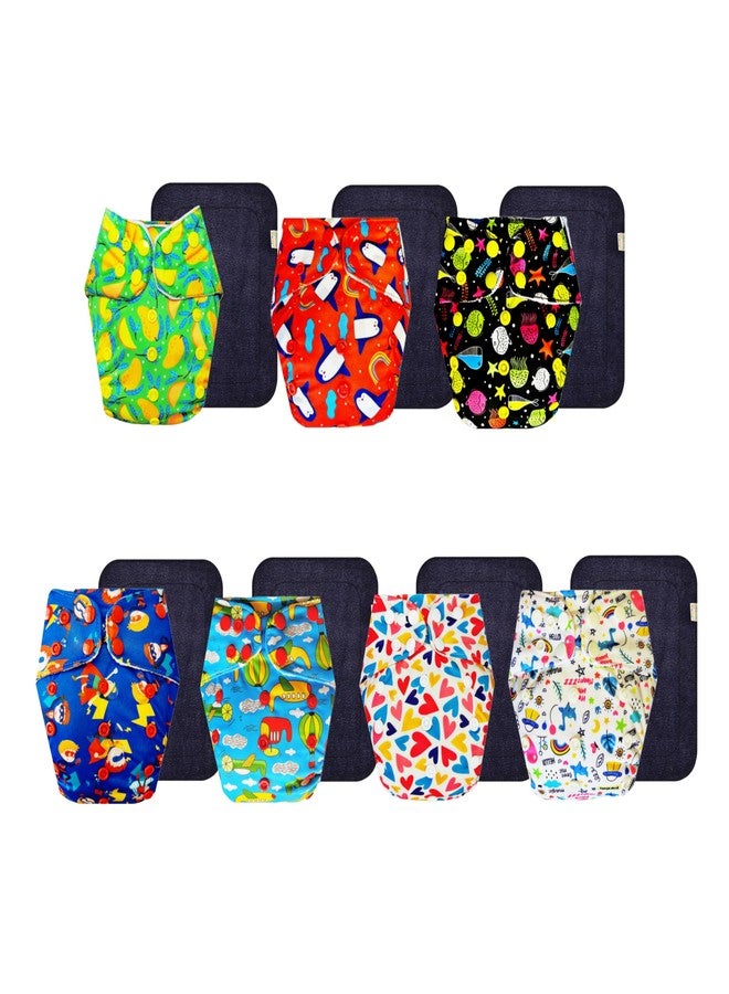 Dumbledo Premium Cloth Diaper with Black Insert (Pack of 7) | Snug Fit | Reusable & Washable | Quick Dry | Worry-Free Diapering | 3 Months - 3 Years | Unisex Baby - Image 1
