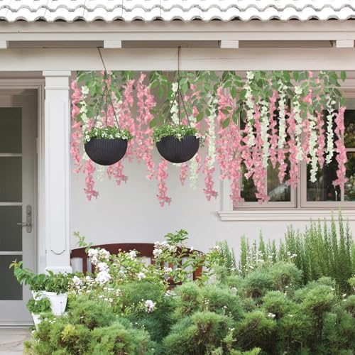 BIRDDIE 48 Pcs of Artificial Wisteria Hanging Flowers, 3.75 Feet Fake Wisteria Flower Strings for Backdrop, Wedding, Ceremony,Garden and Home Wall Decoration (Pink) - Image 5