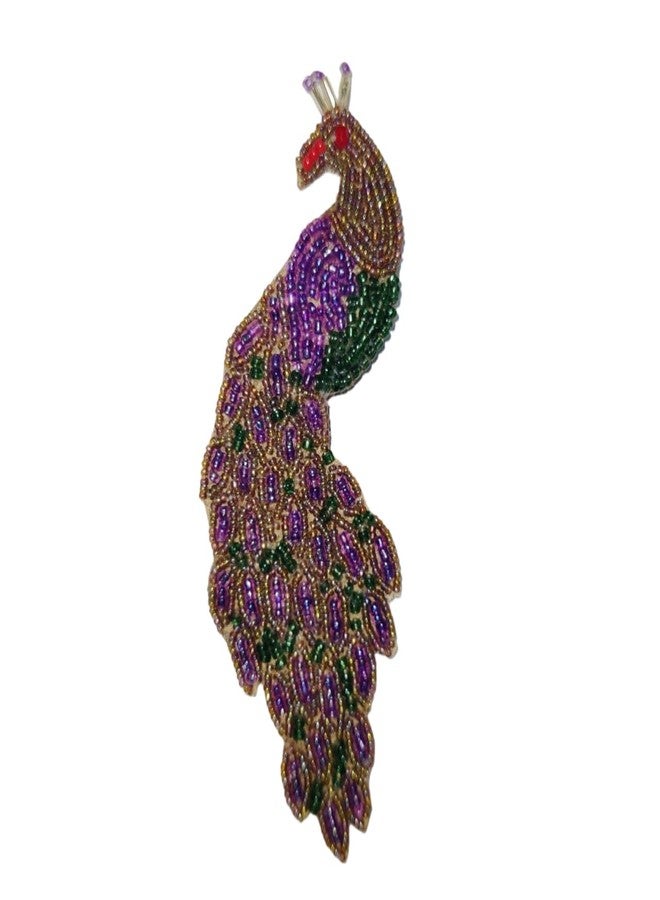 Abeo Handmade Beaded Peacock Brooch, Multicolour, 5-6 cm, Traditional Embroidered Design - Image 2
