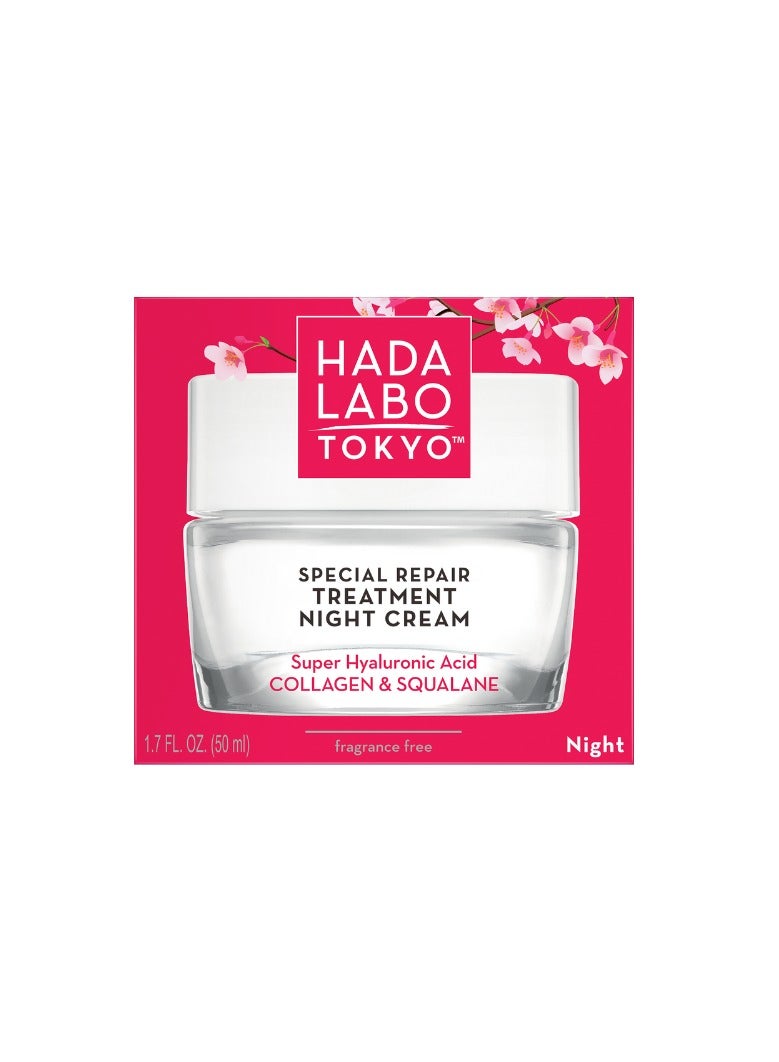 Hada Labo Tokyo Hada Labo Tokyo Anti-Ageing Special Repair Treatment Night Cream with Super Hyaluronic Acid, Collagen and Squalane 50ml - Image 1