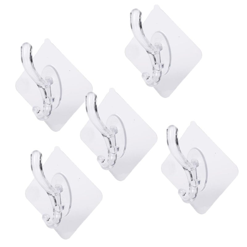 Transparent No Drill Bathroom Hooks 5pcs Traceless Towel Holder Kitchen Decor - Image 2