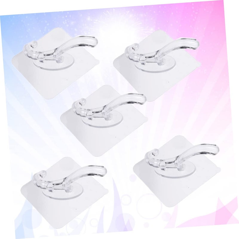 Transparent No Drill Bathroom Hooks 5pcs Traceless Towel Holder Kitchen Decor - Image 5