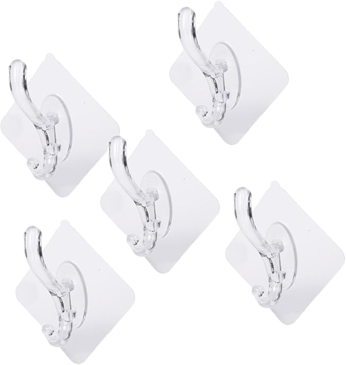 Transparent No Drill Bathroom Hooks 5pcs Traceless Towel Holder Kitchen Decor - Image 1